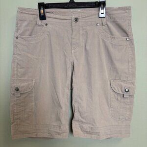 KUHL Women Splash Bermuda Cargo Shorts Sz 10 Khaki Stretch Comfort Outdoor